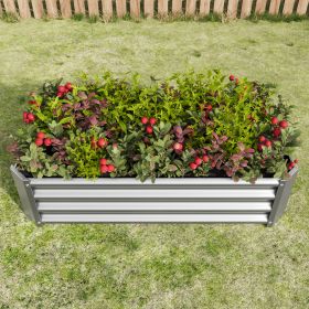 Metal Raised Garden Bed, Rectangle Raised Planter 4Ã—2Ã—1ft for Flowers Plants, Vegetables Herb Silver