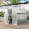 6x8 FT Polycarbonate Greenhouse, Outdoor Walk-in Green House with Vent Window, Hinged Door, Rain Gutter