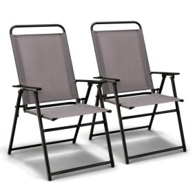 Outdoor Folding Sling Chairs with Armrest and Backrest