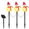 1Pc Solar Powered Lamp 3 Snowmen Outdoor Decorative Christmas Lamp Garden Stake Light IP55 Waterproof Santa Landscape Light Warm White LED Lighting Pa