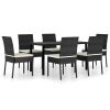 7 Piece Garden Dining Set Poly Rattan Black