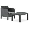 2 Piece Garden Lounge Set with Cushion PP Anthracite