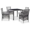 5 Piece Outdoor Dining Set Poly Rattan Gray