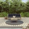 2 Piece Garden Lounge Set with Cushions Poly Rattan Beige