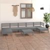 8 Piece Patio Lounge Set Gray Solid Pinewood