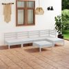 6 Piece Patio Lounge Set Solid Pinewood White