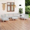 8 Piece Patio Lounge Set White Solid Pinewood