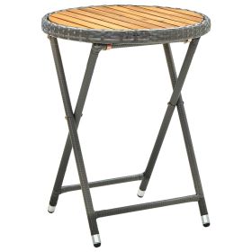 Tea Table Gray 23.6" Poly Rattan and Solid Acacia Wood