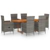 7 Piece Patio Dining Set Poly Rattan Gray