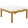 Patio Footstool with Cushion Solid Acacia Wood