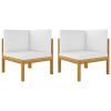 Patio Corner Sofas 2 pcs with Cushions Solid Acacia Wood