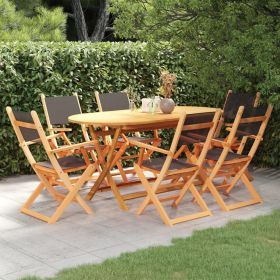 7 Piece Patio Dining Set Black Eucalyptus Wood&Textilene