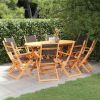 9 Piece Folding Eucalyptus Wood Patio Dining Set