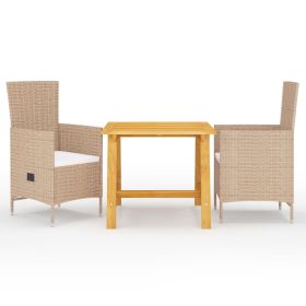 3 Piece Patio Dining Set Beige