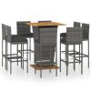 9 Piece Patio Bar Set with Cushions Poly Rattan Gray