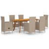 7 Piece Beige Patio Outdoor Dining Set