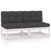 Garden Middle Sofas with Anthracite Cushions 2 pcs Solid Pinewood