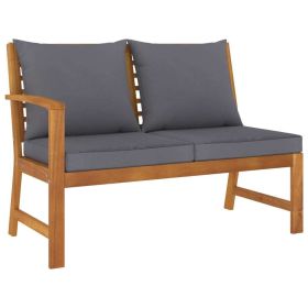 Garden Bench 45.1" with Dark Gray Cushion Solid Acacia Wood