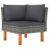 Corner Sofa Poly Rattan and Solid Eucalyptus Wood