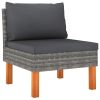 Middle Sofa Poly Rattan and Solid Eucalyptus Wood