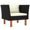 Garden Sofa Poly Rattan and Solid Eucalyptus Wood