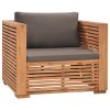 Garden Sofa Chair with Dark Gray Cushions Solid Teak Wood