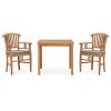 3 Piece Garden Dining Set with Cushions Solid Teak Wood