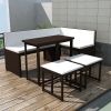 5 Piece Outdoor Dining Set Steel Poly Rattan Brown