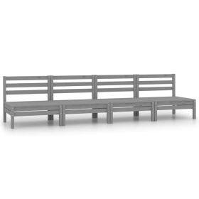 Patio Middle Sofas 4 pcs Gray Solid Pinewood