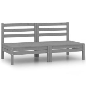 Patio Middle Sofas 2 pcs Gray Solid Pinewood