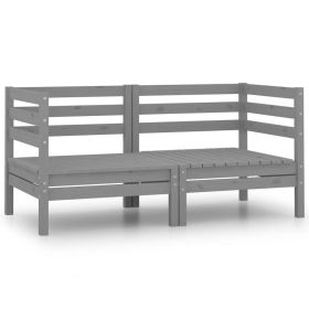 Patio Corner Sofas 2 pcs Gray Solid Pinewood