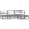 4 Piece Patio Lounge Set Solid Pinewood Gray