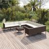 12 Piece Brown Rattan Patio Lounge Set With Cushions