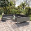 13 Piece Patio Lounge Set with Cushions Poly Rattan Gray