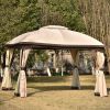 9.8 Ft. W x 11.8 Ft. D Patio Outdoor Gazebo; Double Roof Soft Canopy Garden Backyard Gazebo with Mosquito Netting Suitable for Lawn; Garden; Backyard