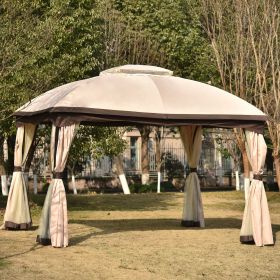 9.8 Ft. W x 11.8 Ft. D Patio Outdoor Gazebo; Double Roof Soft Canopy Garden Backyard Gazebo with Mosquito Netting Suitable for Lawn; Garden; Backyard