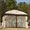 9.8 Ft. W x 11.8 Ft. D Patio Outdoor Gazebo; Double Roof Soft Canopy Garden Backyard Gazebo with Mosquito Netting Suitable for Lawn; Garden; Backyard