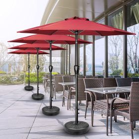 Simple Deluxe 7.5' Patio Outdoor Table Market Yard Umbrella with Push Button Tilt/Crank; 6 Sturdy Ribs for Garden; Deck; Backyard; Pool; 7.5ft; Red