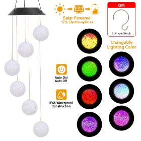 Solar Powered LED Ball Wind Chimes Color Changing LED String Light Patio Garden Decor