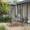 7 Piece Garden Dining Set Steel Dark Gray