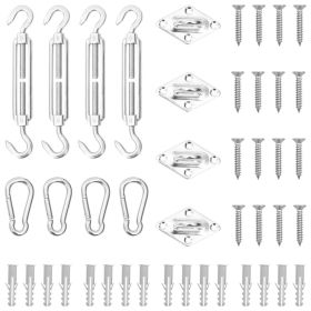 12 Piece Sunshade Sail Accessory Set Stainless Steel