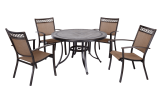 5 Piece Outdoor Dining Set With 4 Sling Chairs And 1–46-inch Porcelain Top Table