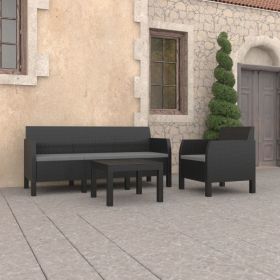 3 Piece Garden Lounge Set with Cushions PP Anthracite