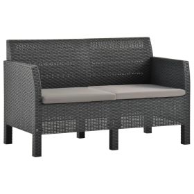 2-Seater Garden Sofa with Cushions Anthracite PP