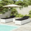 3 Piece Garden Sun Loungers with Tea Table Poly Rattan White