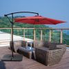 10FT Banana Umbrella Waterproof Folding Sunshade Wine Red-dk