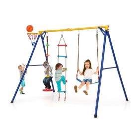 4-in-1 660 lbs Heavy Duty Swing Set for Kids Aged 3-9 Years Old