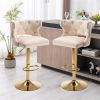 Bar Stools With Back and Footrest Counter Height Dining Chairs-Velvet Beige-2PCS/SET