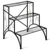 3-Tier Metal Plant Rack Garden Shelf in Stair Style