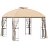 10' x 10' Patio Gazebo with Corner Shelves, Double Roof Outdoor Gazebo Canopy Shelter with Removable Mesh Netting, for Garden, Lawn, Backyard and Deck